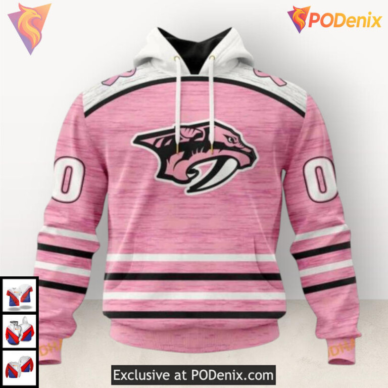 Pink Ribbon Fight Breast Cancer Nashville Predators Christmas Hoodie Custom 3D