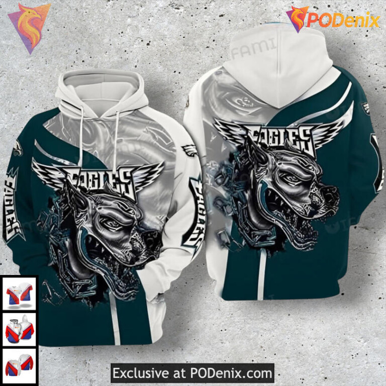 Pitbull Head Graphic Philadelphia Eagles Retro Hoodie Unique Edition