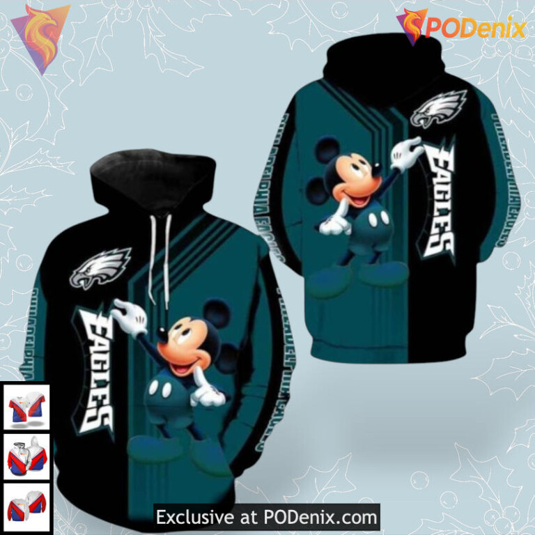 Playful Character Print Youth Philadelphia Eagles Hoodie Mickey Inspired Apparel