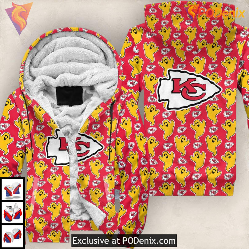 Playful Ghost Artwork Kansas City Chiefs Youth Hoodie 3D Halloween Fun Playful Ghost Artwork Kansas City Chiefs Youth Hoodie 3D Halloween Fun