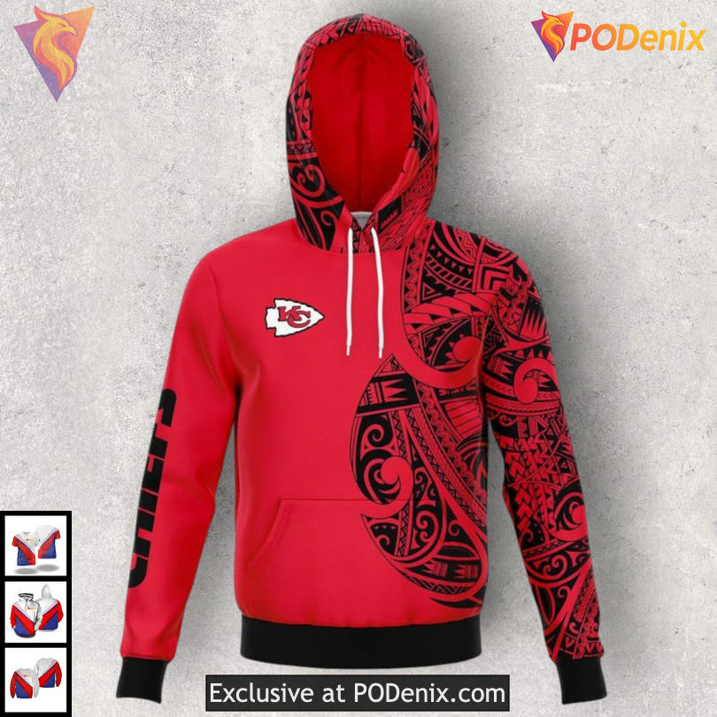 Polynesian Tribal Graphic Kc Chiefs Youth Hoodie, Custom All Over Print Design Polynesian Tribal Graphic Kc Chiefs Youth Hoodie, Custom All Over Print Design