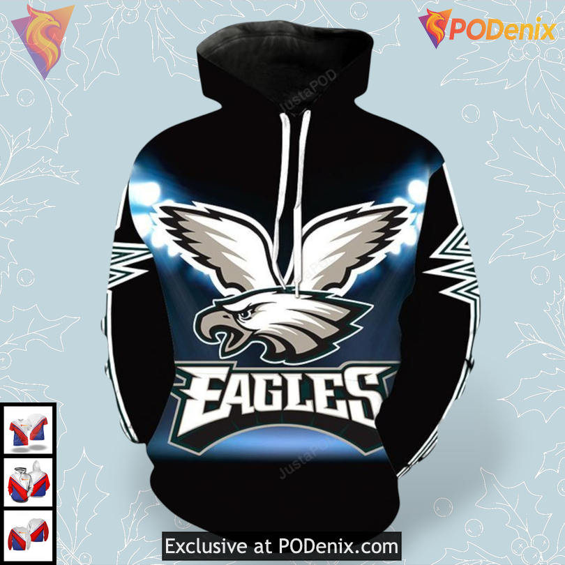Premium Fan Edition Philadelphia Eagles Zip Up Hoodie Mens NFL 3D Apparel Premium Fan Edition Philadelphia Eagles Zip Up Hoodie Mens NFL 3D Apparel