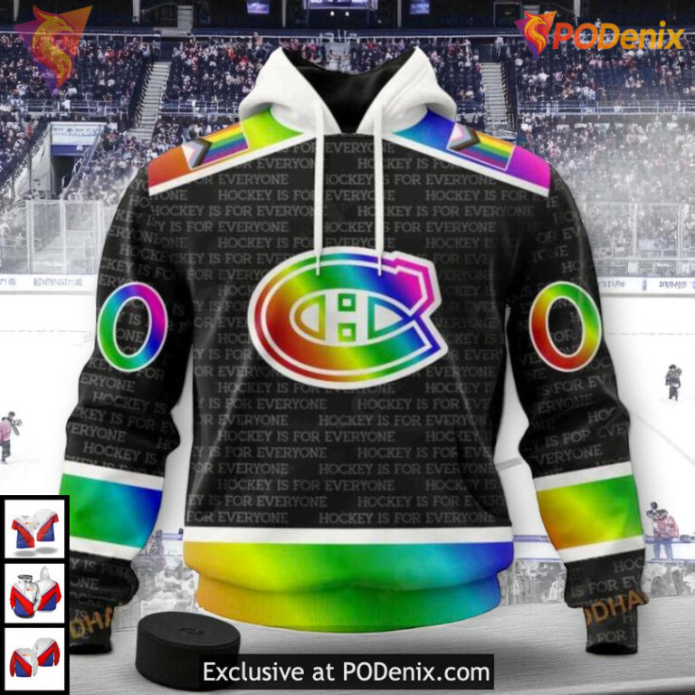Pride Gradient Color Concept NHL Montreal Canadiens Personalized 3D Hoodie