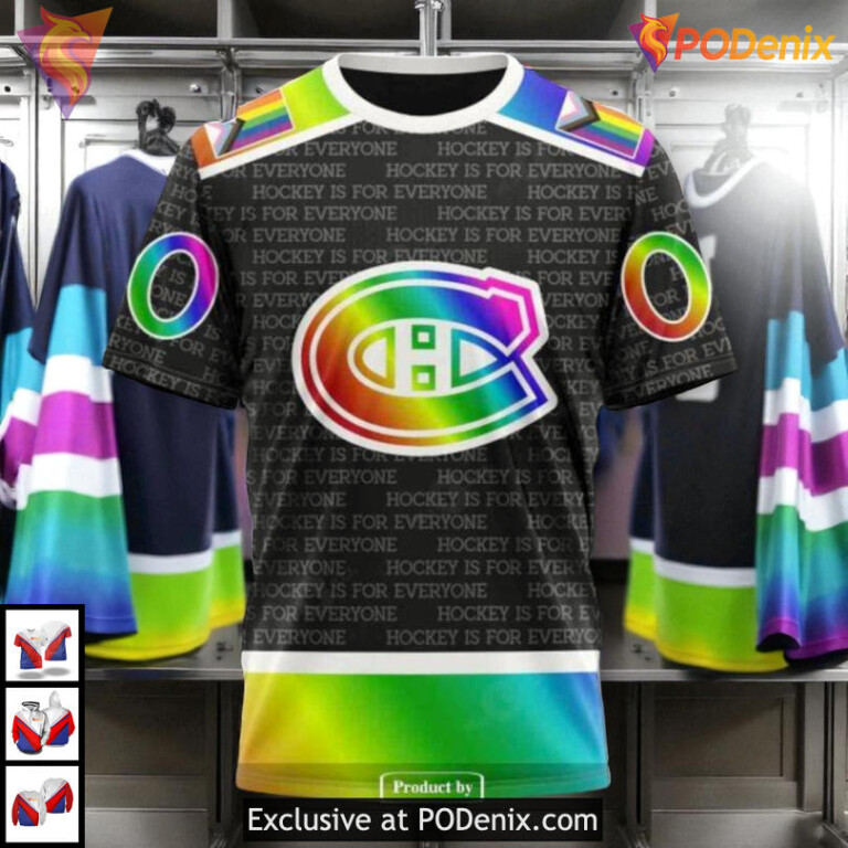 Pride Gradient Color Concept NHL Montreal Canadiens Personalized 3D Hoodie - 2