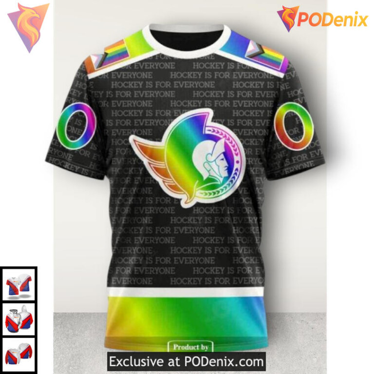 Pride Gradient Color Concept NHL Ottawa Senators Full Print Hoodie 3D - 2