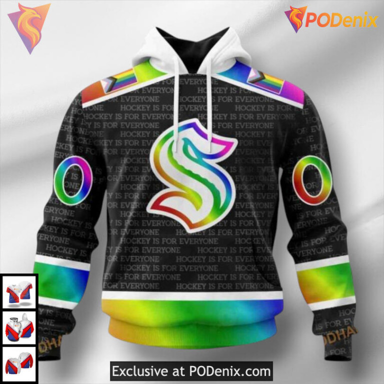 Pride Gradient Color Design Hockey Style Seattle Kraken Hoodie 3D Custom NHL
