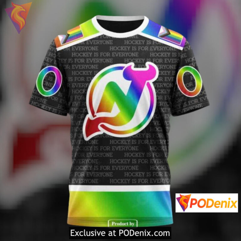 Pride Gradient Hockey Design Vintage New Jersey Devils Hoodie Unique 3D Edition - 2