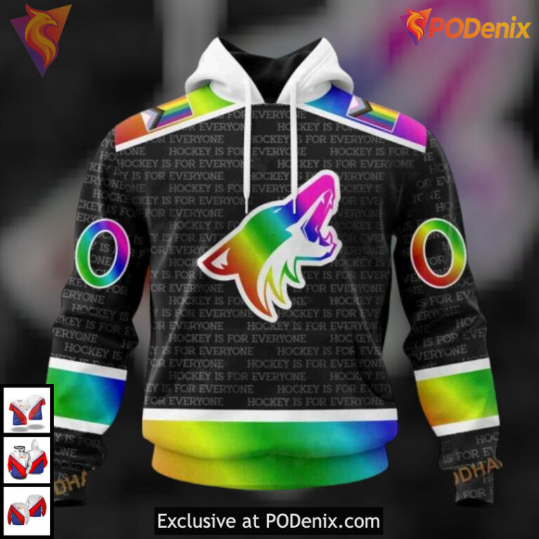 Pride Gradient Hockey Tribute Arizona Coyotes Full Print Hoodie Custom 3D