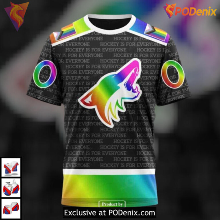 Pride Gradient Hockey Tribute Arizona Coyotes Full Print Hoodie Custom 3D - 2