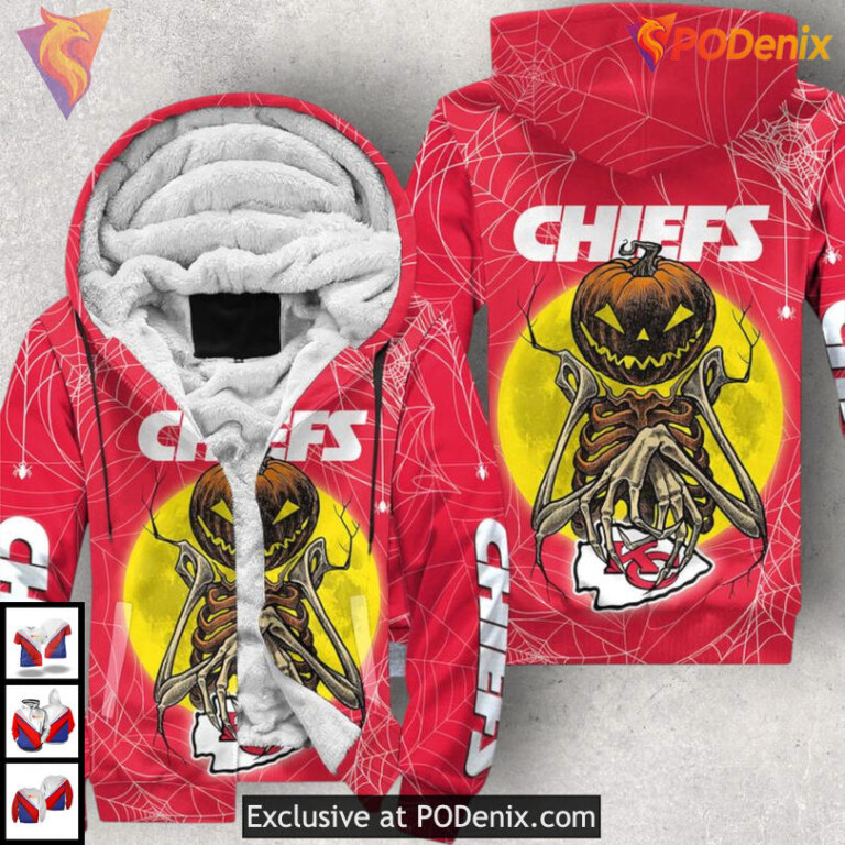 Pumpkin Monster Halloween Kc Chiefs Hoodie Sweatshirt, Unisex 3D Zip Up Design