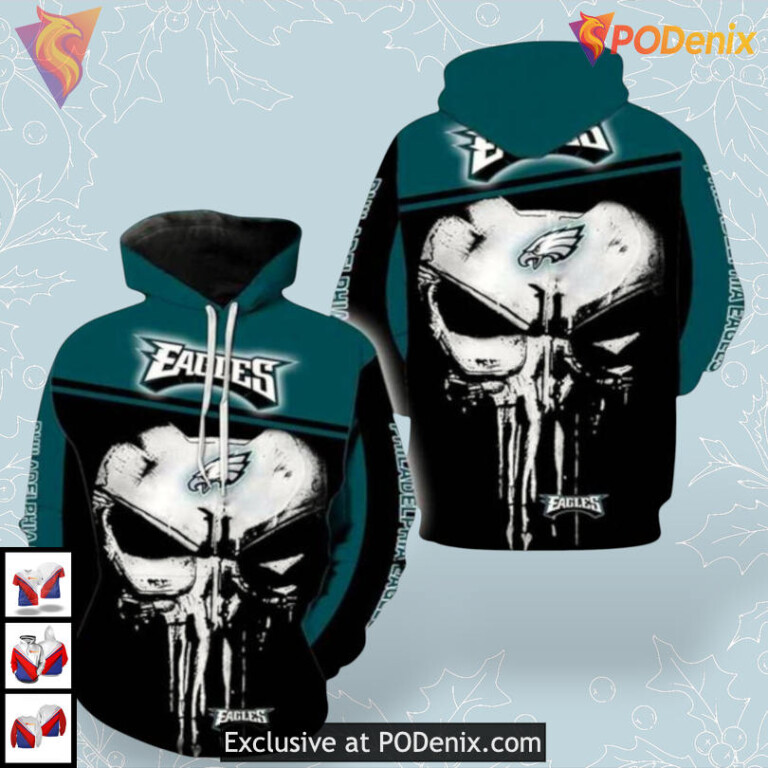 Punisher Skull Artwork Youth Philadelphia Eagles Hoodie Custom 3D Edition