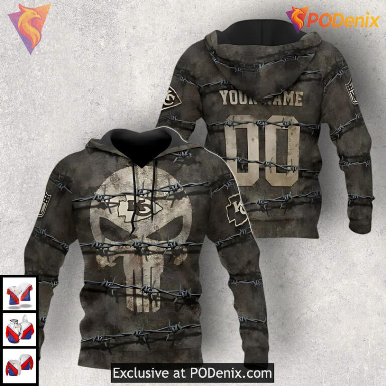 Punisher Skull Edition Kc Chiefs Zip Up Hoodie, Custom Limited 3D Fanwear
