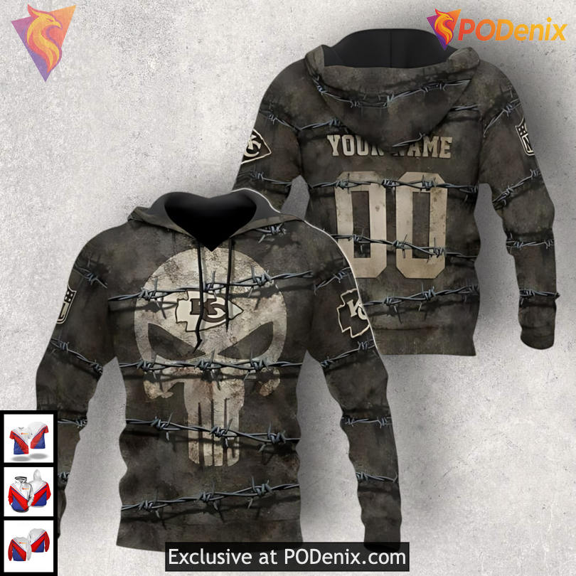 Punisher Skull Edition Kc Chiefs Zip Up Hoodie, Custom Limited 3D Fanwear Punisher Skull Edition Kc Chiefs Zip Up Hoodie, Custom Limited 3D Fanwear
