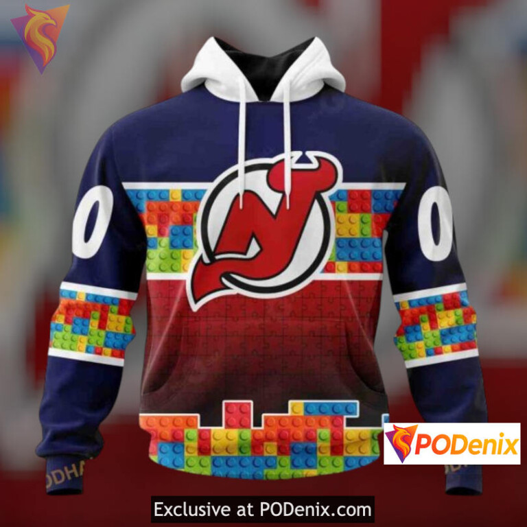 Puzzle Game Gradient Artwork Retro New Jersey Devils Hoodie Special Hoodie 3D