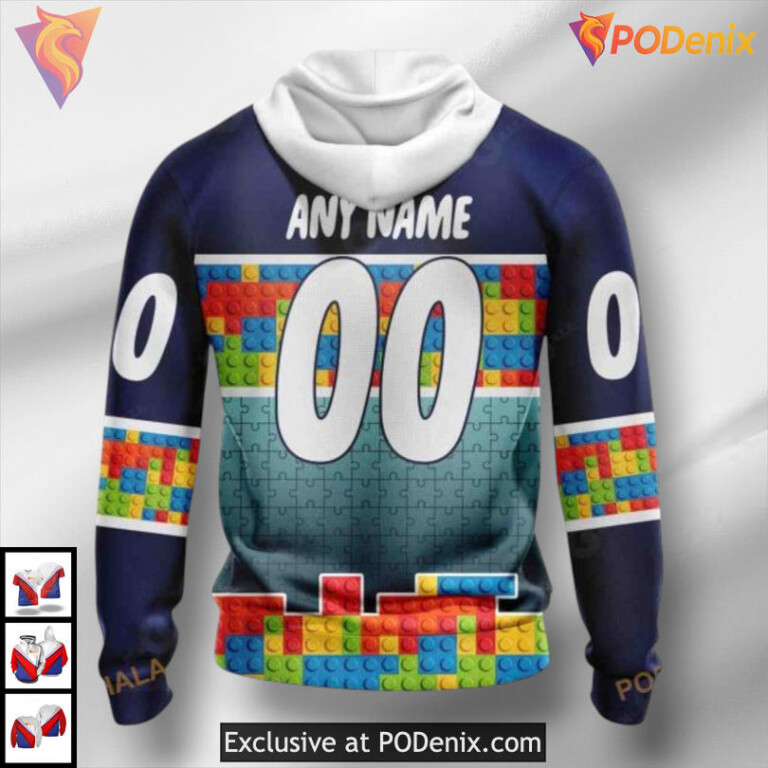 Puzzle Game Gradient Full Color Concept Seattle Kraken 3D Hoodie NHL Edition - 1