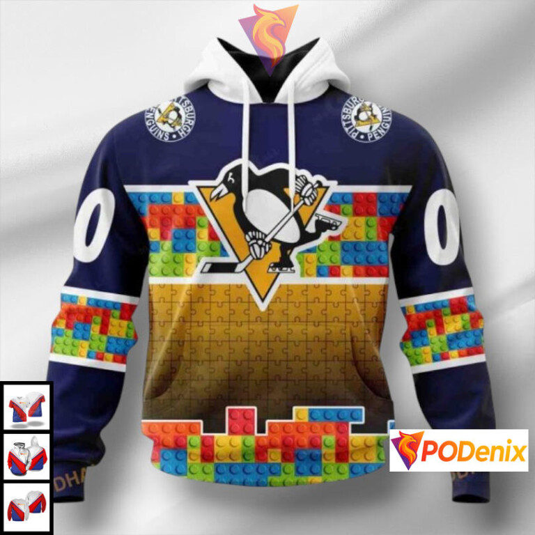 Puzzle Game Gradient Full Color NHL Pittsburgh Penguins Sweatshirt Hoodie 3D Design