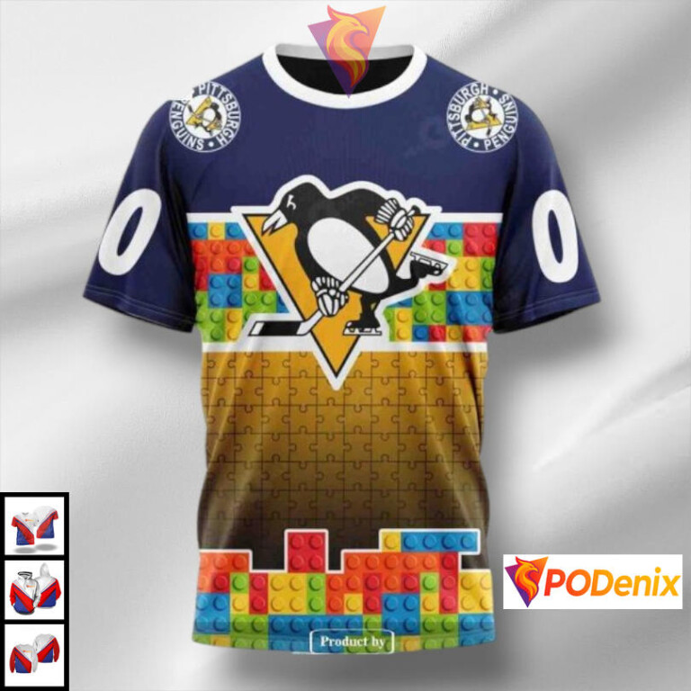 Puzzle Game Gradient Full Color NHL Pittsburgh Penguins Sweatshirt Hoodie 3D Design - 2