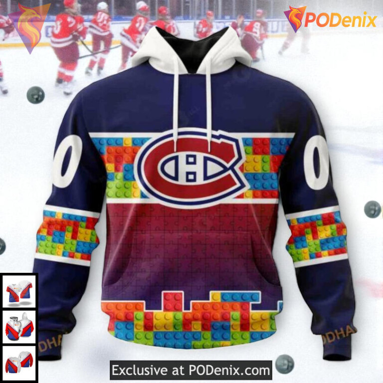 Puzzle Game Gradient Full Print NHL Vintage Montreal Canadiens Hoodie 3D