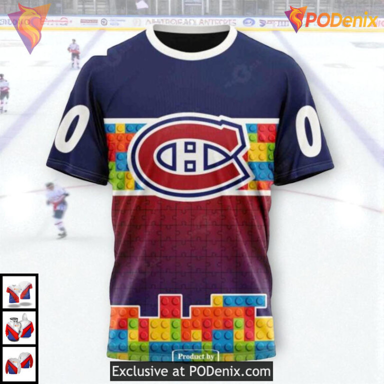 Puzzle Game Gradient Full Print NHL Vintage Montreal Canadiens Hoodie 3D - 2