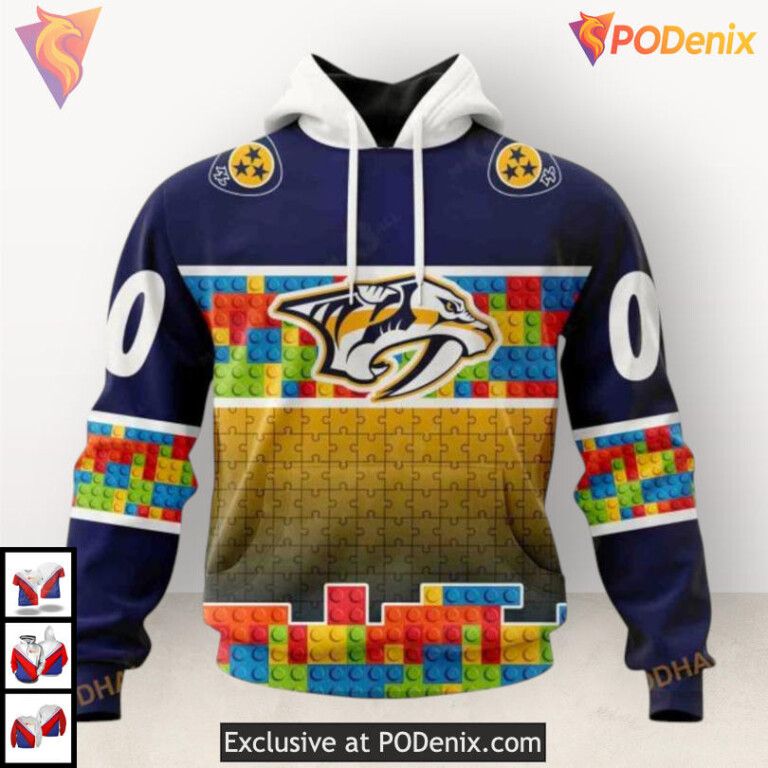 Puzzle Game Gradient Full Print Retro Nashville Predators Hoodie Custom 3D