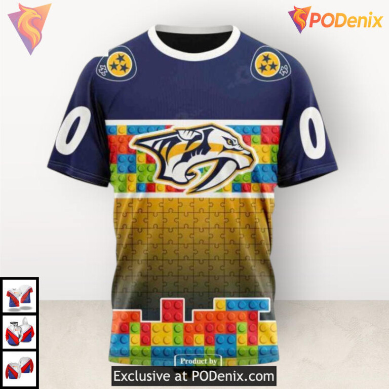 Puzzle Game Gradient Full Print Retro Nashville Predators Hoodie Custom 3D - 2