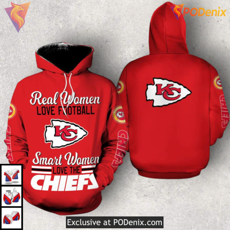 Real Women Love Football Kansas City Chiefs Hoodie, Full Zip Smart Fan Apparel - 1