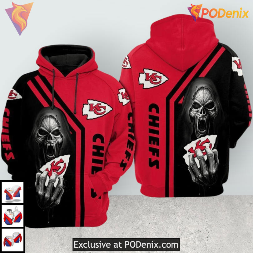 Reaper Skull Graphic Kc Chiefs Mens Hoodie Dark Edition 3D Limited Collection Reaper Skull Graphic Kc Chiefs Mens Hoodie Dark Edition 3D Limited Collection