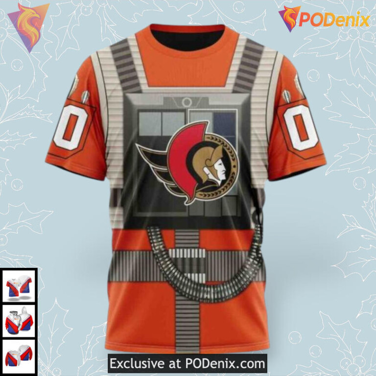 Rebel Pilot Star Wars Costume NHL Custom Name Ottawa Senators Hoodie 3D - 2