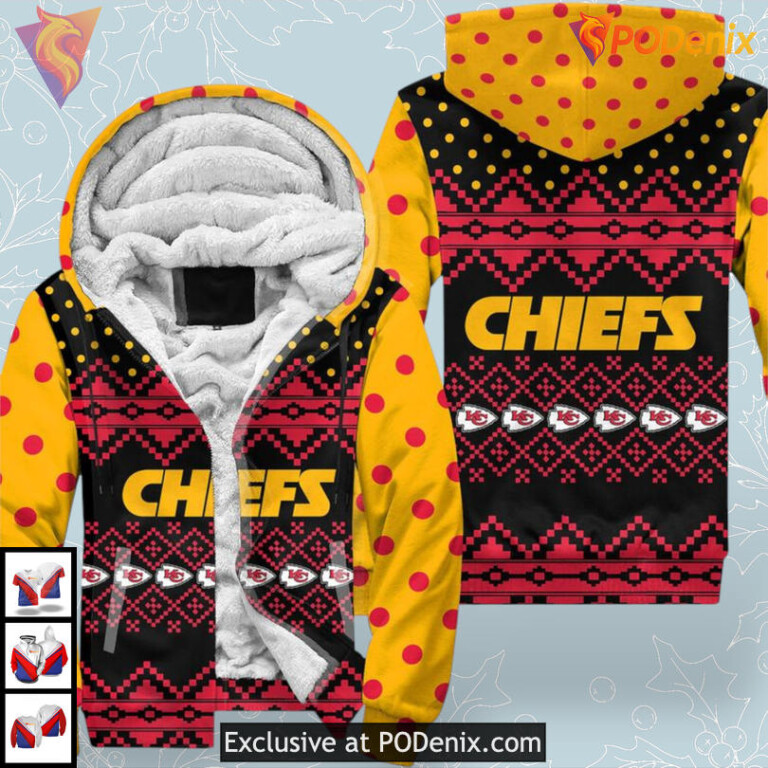 Red And Green Holiday Youth Kansas City Chiefs Hoodie Cozy 3D Sweatshirt - 2