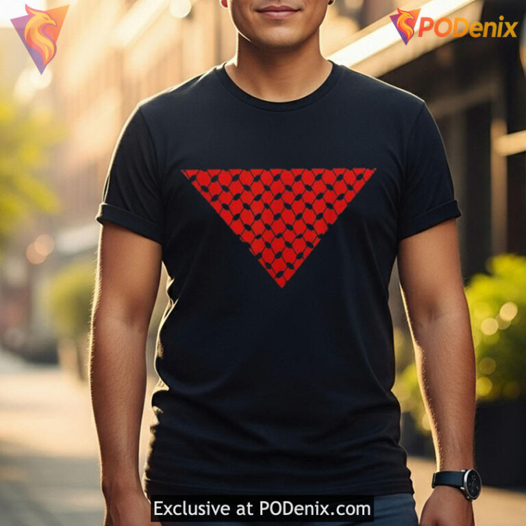 Red Triangle Shirt, Geometric Back Print With Bold Street Aesthetic - 2