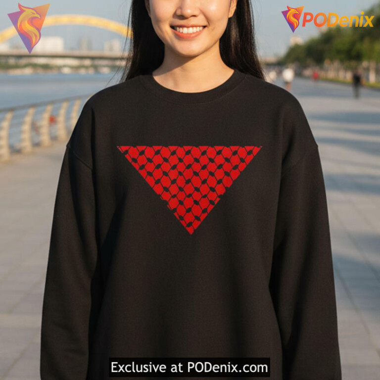 Red Triangle Shirt, Geometric Back Print With Bold Street Aesthetic - 3