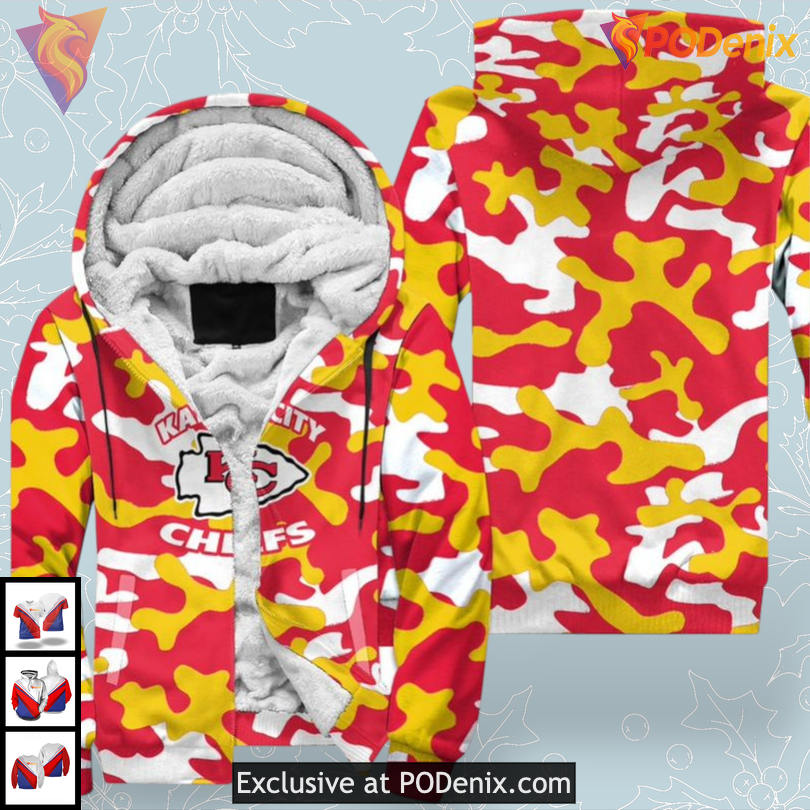 Red Yellow Camo NFL Custom Kansas City Chiefs Hoodie 3D Graphic Design Red Yellow Camo NFL Custom Kansas City Chiefs Hoodie 3D Graphic Design