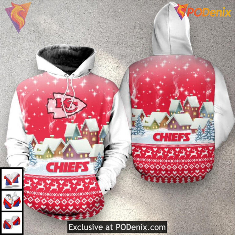 Retro Christmas Pattern Kansas City Chiefs Youth Hoodie, Limited 3D Edition