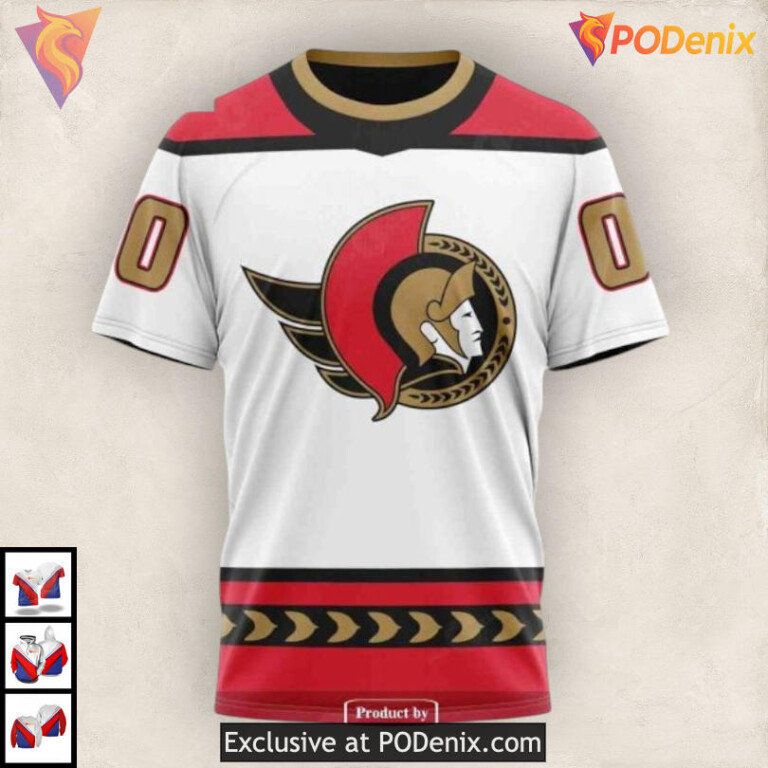 Retro Concept Inspired Design NHL Ottawa Senators Hoodie 3D - 2