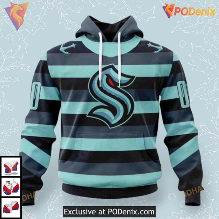 Retro Concepts Inspired Edition Custom NHL Seattle Kraken Youth Hoodie 3D