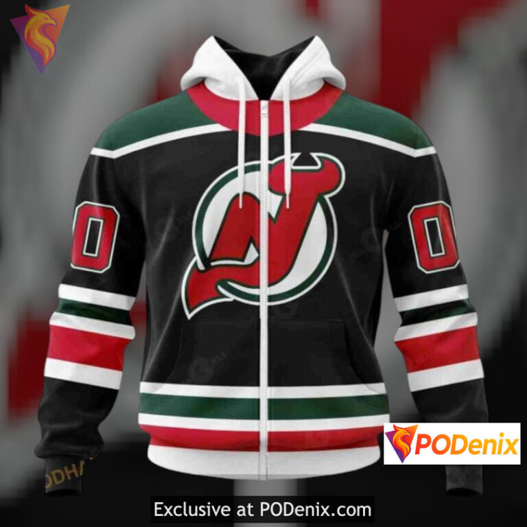 Retro Concepts Inspired New Jersey Devils Zip Up Hoodie Unisex Sweatshirt 3D - 1