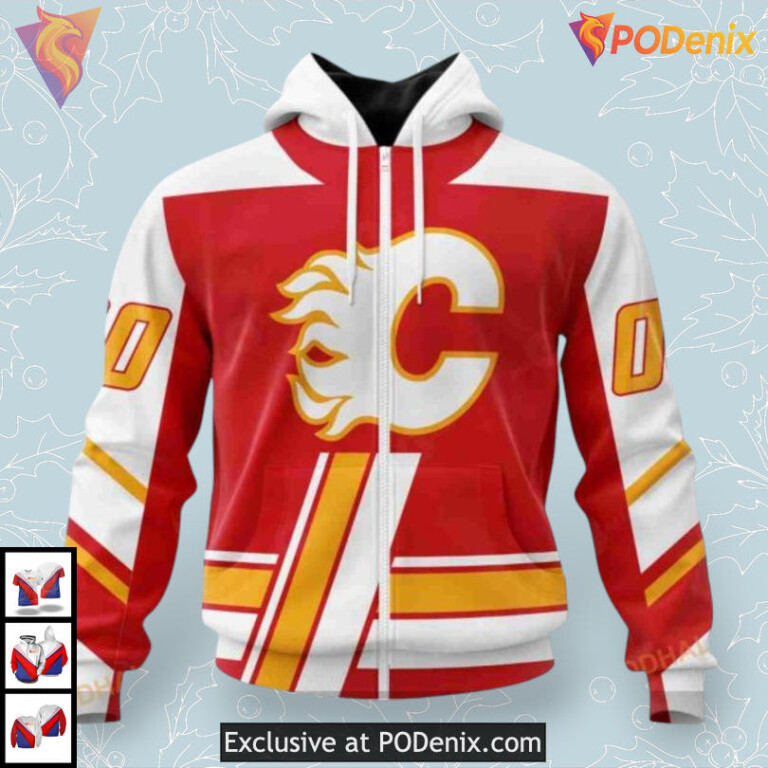 Retro Concepts Style Calgary Flames Holiday Hoodie 3D Sweatshirt - 1