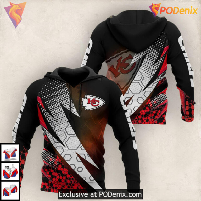 Retro Geometric Blitz Vintage Kansas City Chiefs Hoodie 3D Custom Design