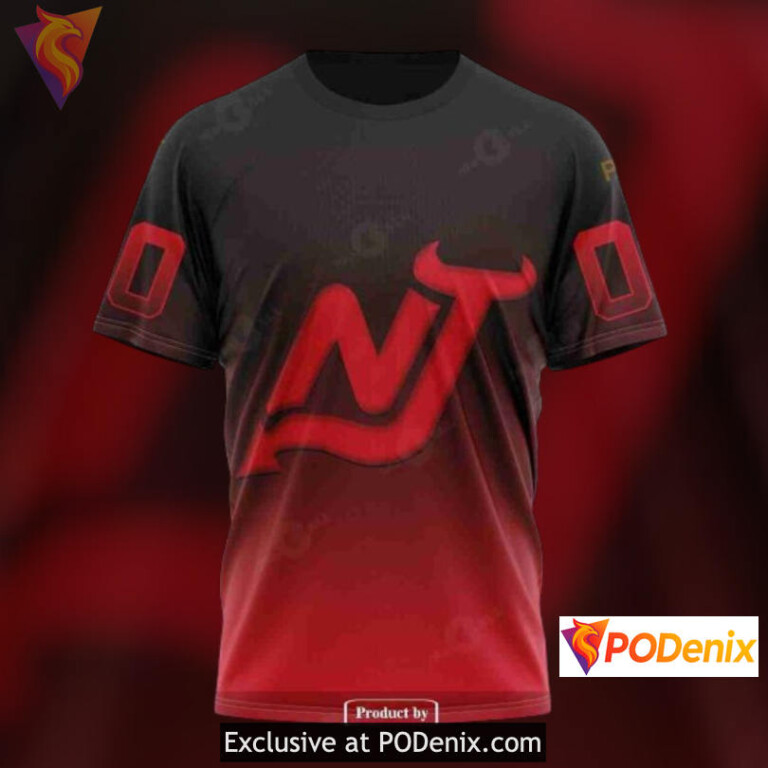 Retro Gradient Artistic Design New Jersey Devils Pullover Hoodie 3D Custom - 3