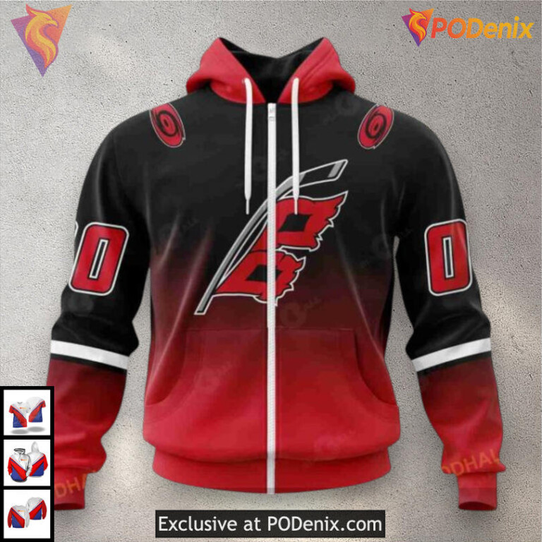 Retro Gradient Artwork Design Carolina Hurricanes Christmas Hoodie 3D - 1