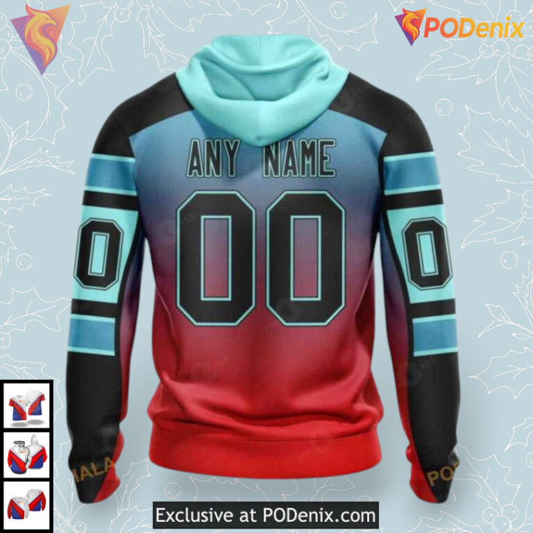 Retro Gradient Color Concept Custom NHL Seattle Kraken Christmas Hoodie 3D - 1