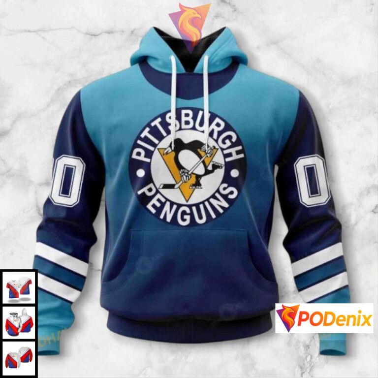 Retro Gradient Color Concept Custom Retro Pittsburgh Penguins Hoodie NHL 3D