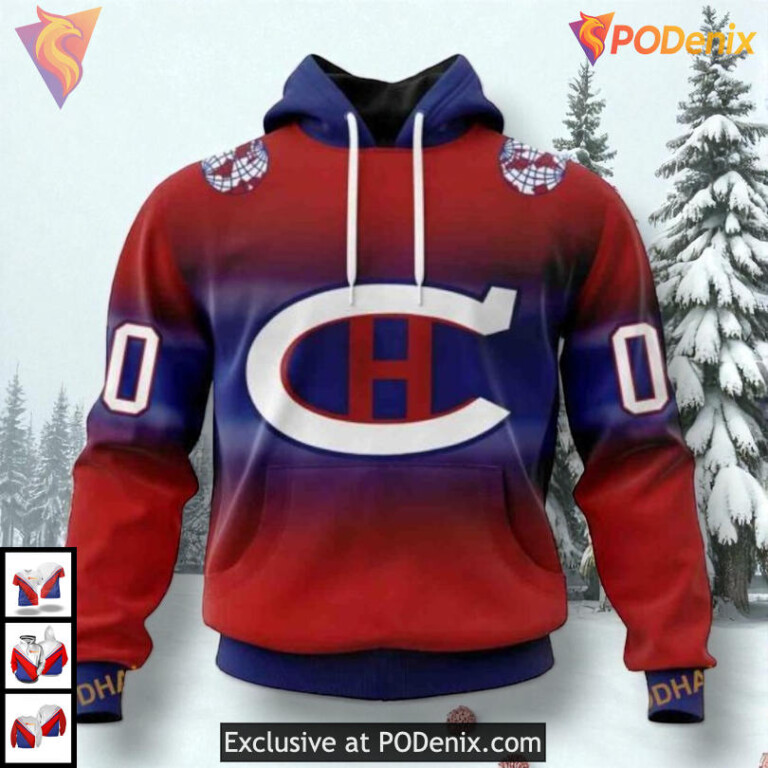 Retro Gradient Color Concept NHL Montreal Canadiens Holiday Hoodie 3D