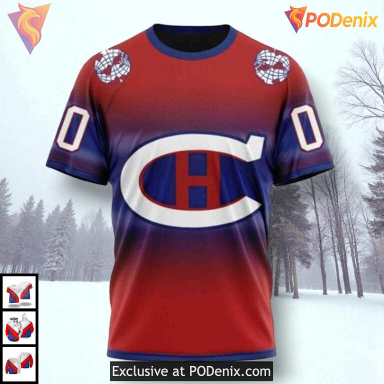 Retro Gradient Color Concept NHL Montreal Canadiens Holiday Hoodie 3D - 2