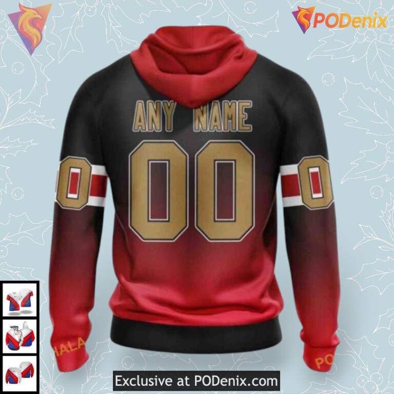 Retro Gradient Color Concept NHL Ottawa Senators Mens Hoodie 3D - 1