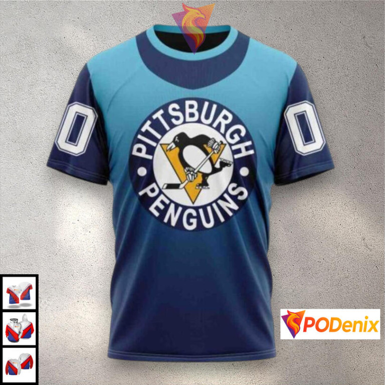 Retro Gradient Color Concept NHL Pittsburgh Penguins Sweatshirt Hoodie 3D - 2