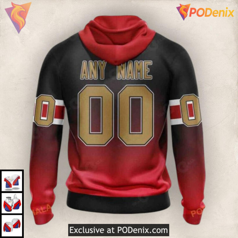 Retro Gradient Color Concept NHL Retro Ottawa Senators Hoodie 3D - 1