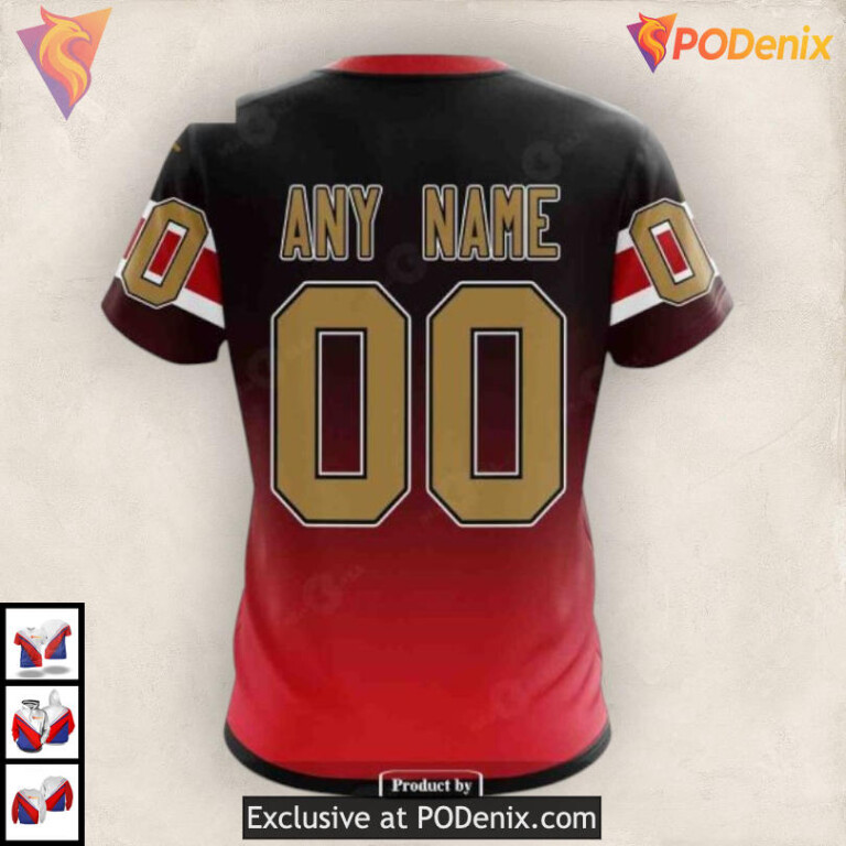 Retro Gradient Color Concept NHL Retro Ottawa Senators Hoodie 3D - 3