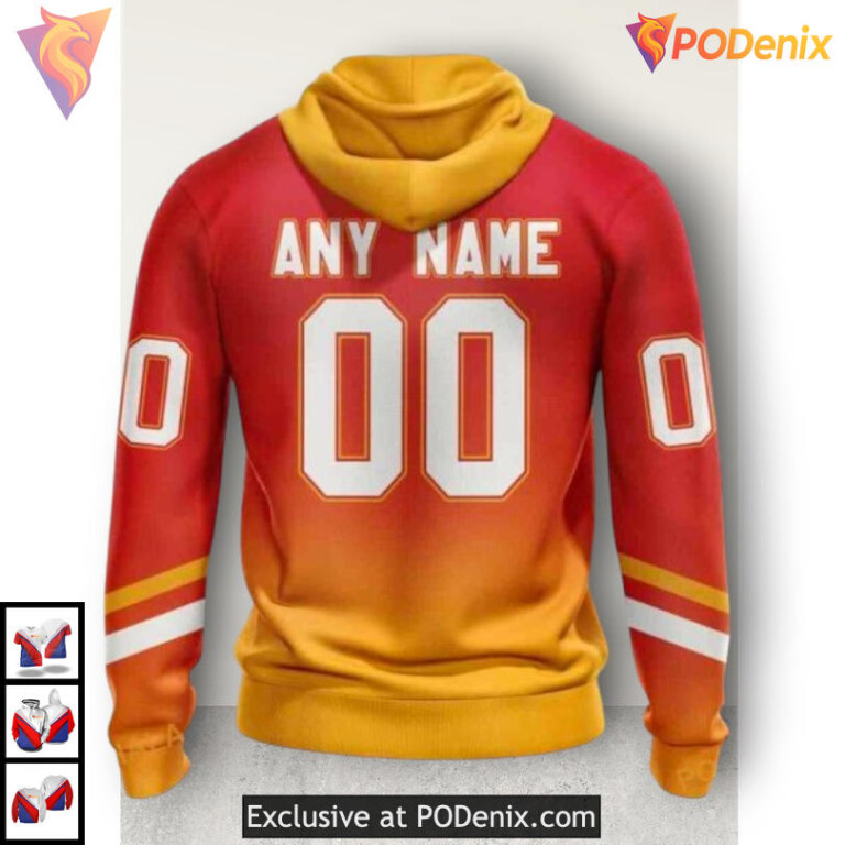 Retro Gradient Design Calgary Flames 3D Hoodie Sweatshirt NHL Fan Apparel - 1