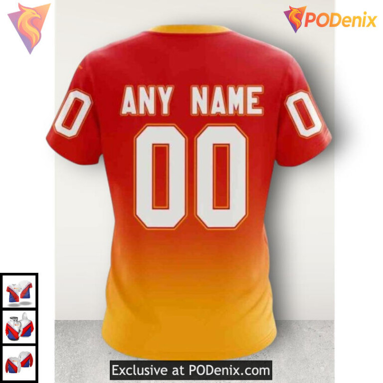 Retro Gradient Design Calgary Flames 3D Hoodie Sweatshirt NHL Fan Apparel - 3